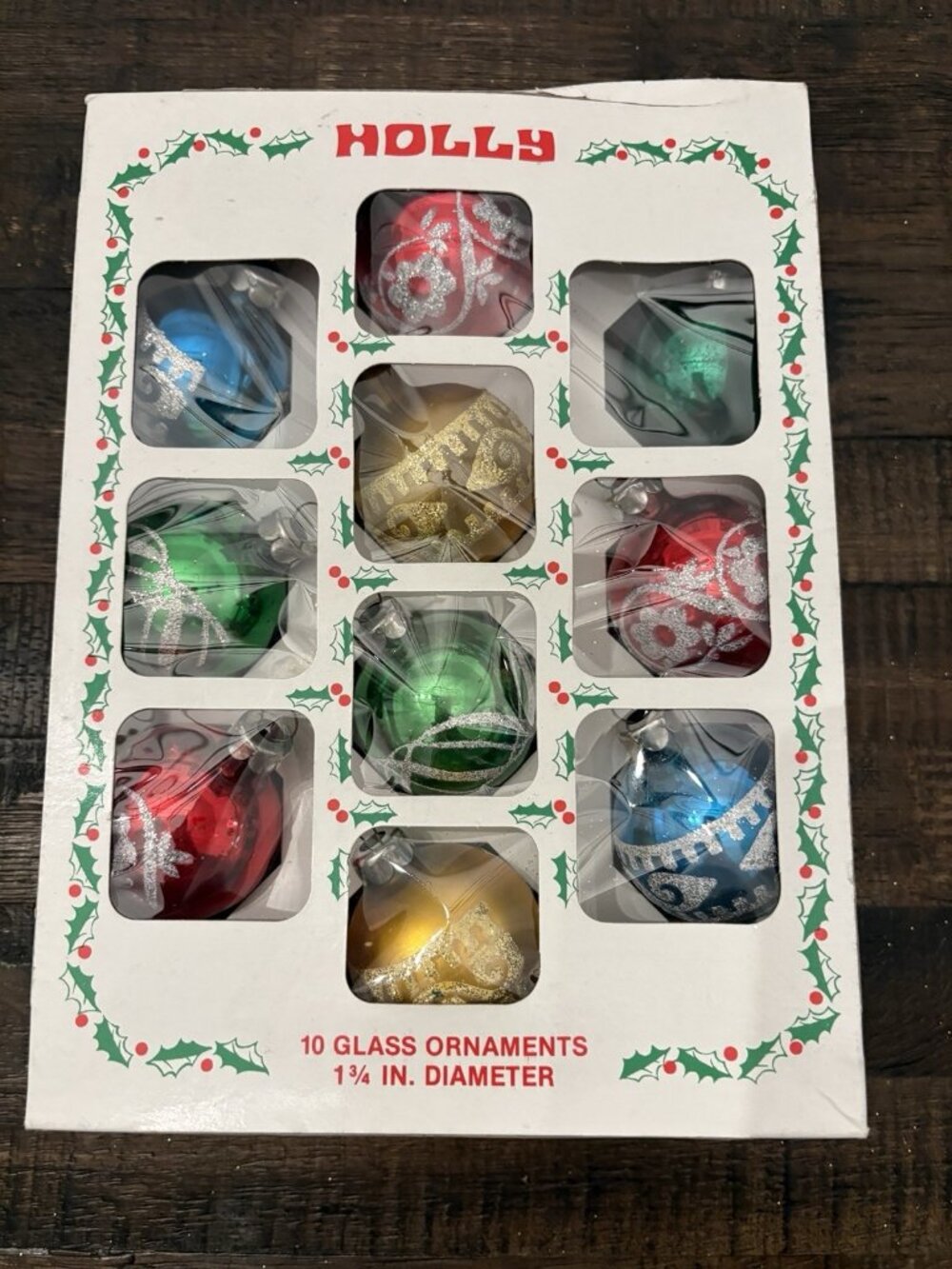 Vintage Small Glass Ball Christmas Ornaments by Holly Multicolor